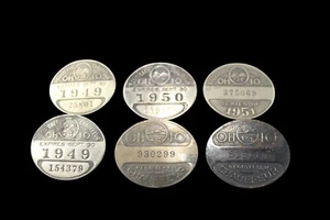 6 Original Vintage Ohio Registered Chauffeur License Badges 1949 1951 & More - Picture 1 of 2