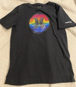 Hurley Boys' Tshirt Shark Beach Lenticular Black Size L Large - Picture 1 of 3