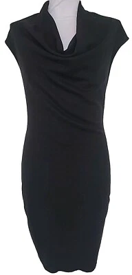 Vestido HELMUT LANG Cuello Capucha Negro Lana Bodycon Hasta la Rodilla Negro Talla P Foto 1 de 4