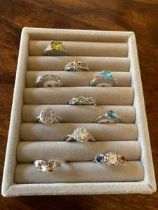 NEW FRAGRANT JEWELS 10 Ring Lot Size 9 NWT and NWoT silver tone ring set rhodium - Picture 1 of 2
