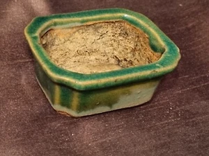 Keramik glasierter Bonsai-Topf - grün und rechteckig 7,5 cm x 9 cm x 4 cm - Bild 1 von 9