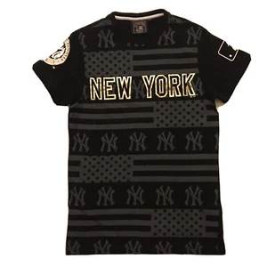 Maglia New York Yankees NY Cooperstown Majestic T-Shirt Taglia XS Jersey Nera - Imagen 1 de 7