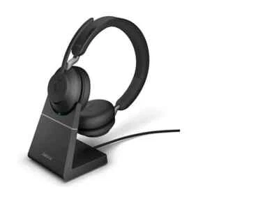 Jabra Evolve2 65 Wireless Stereo Headset Kopfhörer + Ladestation, Schwarz - Bild 1 von 4