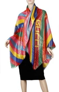 NEW GUCCI LIMITED ADD MULTICOLORED SHIMMER GIANT WOOL SHAWL WRAP SCARF  55"X 55" - Picture 1 of 7