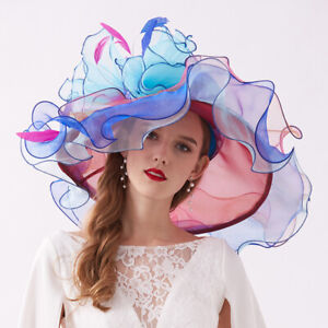 Organza Derby Hat Tea Party Bridal Dress Wedding Church Flowers Hats For Women