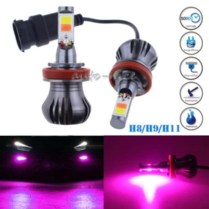 2x H8 H9 H11 COB LED Fog Driving Light Bulbs Flash Blink Bright Purple Pink 12V - Picture 1 of 12