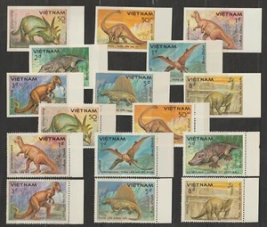 1984 Vietnam Stamps Dinosaurs Collection Sc # 1428-1435 Imperf. + Perforated MNH - Picture 1 of 2