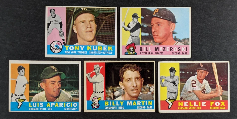 1960 Topps Baseball Star Lot 5 Cards Bill Mazeroski Tony Kubek - Image 1 of 3