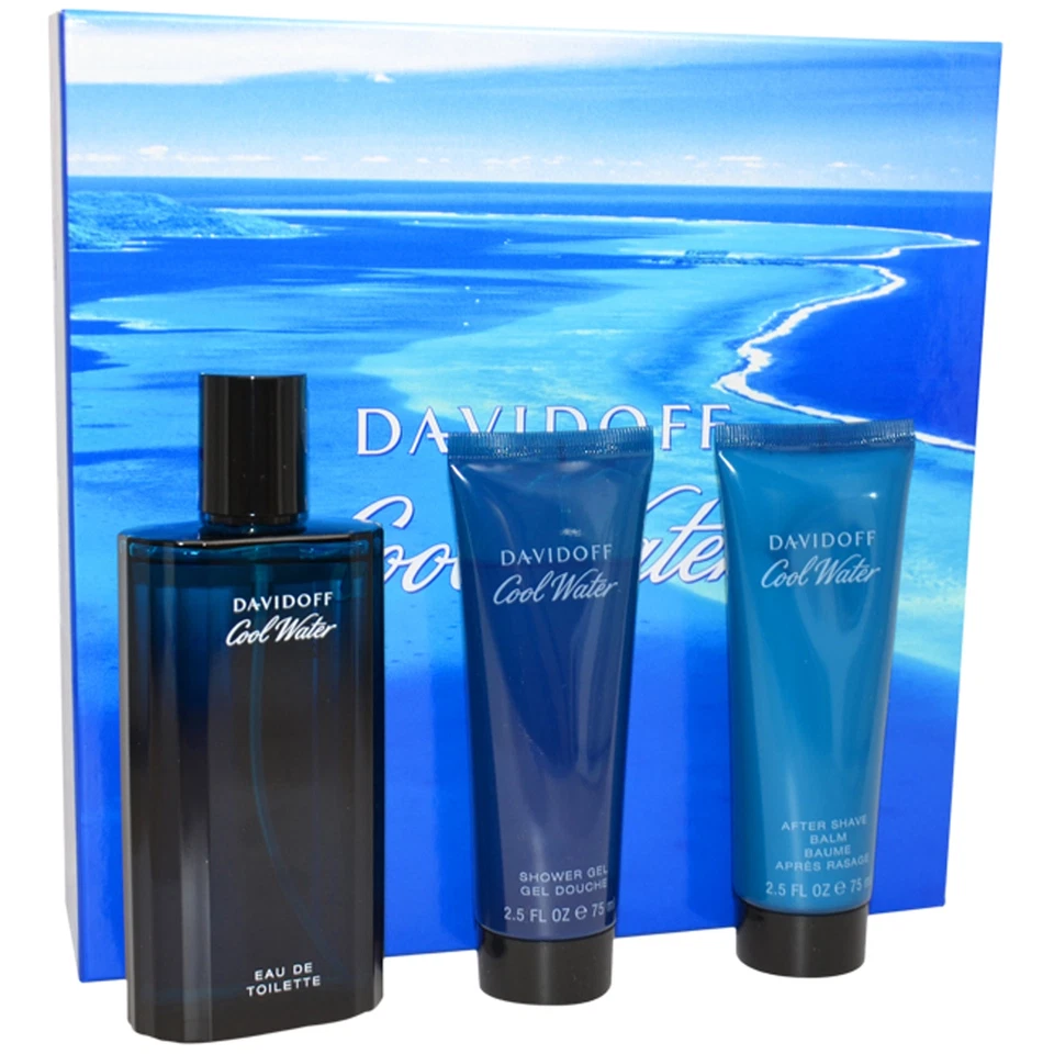 Cool Water by Davidoff for Men - 3 Pc Gift Set 4.2oz EDT Spray, 2.5oz Shower ... - image 1 of 1