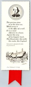 Bookmark William Shakespeare Quote Anne Hathaway Cottage Red Ribbon - Imagen 1 de 2