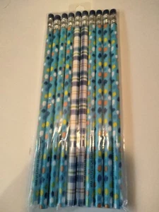Blue Pencils 10 Standard Plaid Dots Back to School - Picture 1 of 2