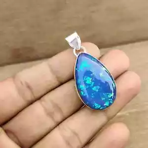 Natural Australian Opal Gemstone Pendant 925 Sterling Silver Gift For Her MK* - Picture 1 of 6