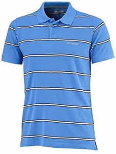 CAMISA POLO PARA HOMBRE Manga Corta DEPORTIVA TOP Algodón AZUL Rayas COLUMBIA Fern Ridge Pequeña - Imagen 1 de 5