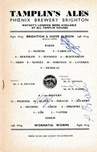 SIGNIERTES PROGRAMM - Brighton v Wormatia 1961 handsigniert von 3 Spielern innen - Bild 1 von 1