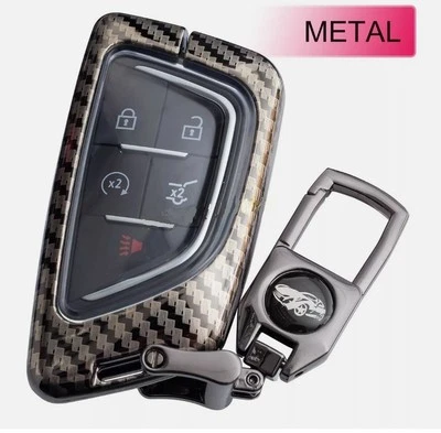 For Cadillac CT4 CT5 XT4 Lyriq Car Key Fob Chain Cover Case Metal Carbon Fiber Foto 1 de 4