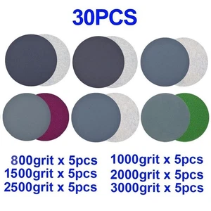Frosted Paper Sanding Discs 30pcs 5 Inch 800-3000 Grit Disk Silicon Carbide - Picture 1 of 9