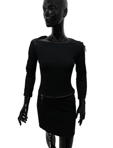 Abito Donna Versus Versace Nero Zip Design Elegante Corto Made in Italy 30 / 44 - Imagen 1 de 9