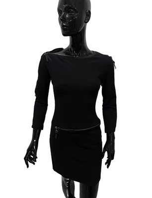 Abito Donna Versus Versace Nero Zip Design Elegante Corto Made in Italy 30 / 44 - Imagen 1 de 4