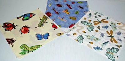 10 ДЮЙМОВ лоскутные одеяла квадраты ~ 100% хлопок ткани ~ лот из 7 ~ цветные насекомые - Изображение 1 из 4