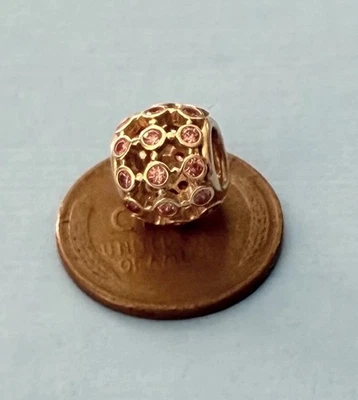 Authentic Pandora Retired In the Spotlight Pink 14k Yellow Gold Bead 750825CZS - Image 1 of 3