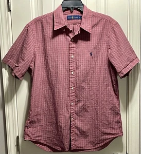 Polo Ralph Lauren Herren Hemd Größe L Rosa Kariert Button Down Kurzarm Logo - Bild 1 von 13