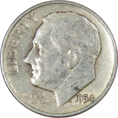 1954 Roosevelt Dime Circulated Silver 10c Coin Collectible - Image 1 of 2