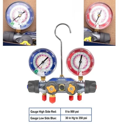 49968 Colector de Carga y Prueba de 4 Válvulas, Juego de Herramientas Medidor de Colector de Aire Acondicionado, con 60 Foto 1 de 4