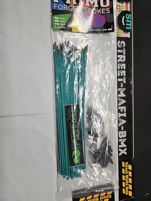 RADIOS Y NIPS BICICLETA BMX VERDE AZULADO FORJADO PRIMO 194mm 14G 50ct Ajuste 4X 36h Ruedas S&M GT Foto 1 de 4