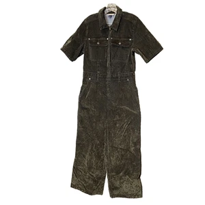 Universal Thread Women Flocked Soft Velour Jumpsuit Olive Green Wide Leg 10 - Picture 1 of 17