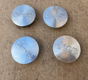 (4) Jeep Brushed Silver Wheel Center Caps Liberty Grand Cherokee Wrangler - Picture 1 of 11