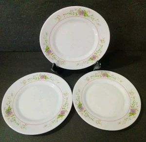 Arcopal Milk Glass Dessert Plates 7-5/8" Victorian Floral 3 Plates - Picture 1 of 9