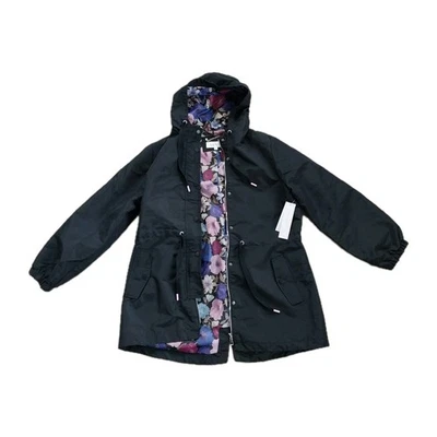 Women's Nicole Miller Black Rain Coat Jacket Size Large NWT - Image 1 of 4