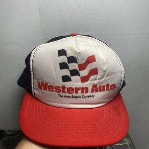 Vintage Western Auto Supply Company Mesh Snapback Mütze rot schwarz weiß - Bild 1 von 7