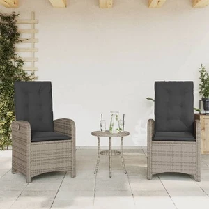 Reclining Garden Chair set of 2 Grey PE rattan Standard - Picture 1 of 12