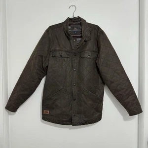 Moon Shine Brad Paisley Quilted Brown Jacket Men Large Snap Button Up - Picture 1 of 7