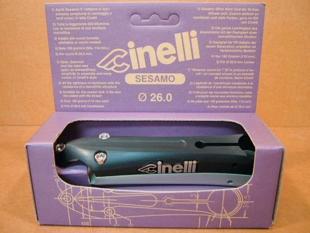 NOS Cinelli Sesamo Stem...Black/Silver Finish w/Silver Decals (140mm)...Last One - Image 1 of 1