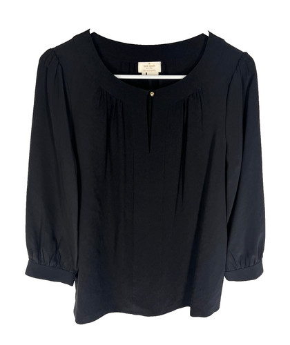 Camicetta KATE SPADE New York taglia 8 nera 100% seta manica 3 4 donna