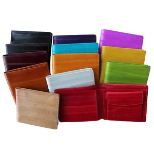 Genuine Eel Skin Leather Billfold Wallet Purse Coin Wallet Card Purse - Picture 1 of 88