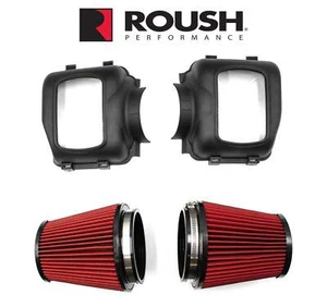 2024-2025 Mustang GT 5.0L Roush 422334 Dual Cold Air Intake Filters & Lids Kit - Picture 1 of 5