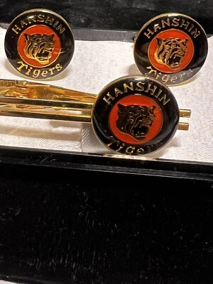 HANSHIN TIGERS JAPÓN RARO CORBATA CLIP Y GEMELOS Foto 1 de 2