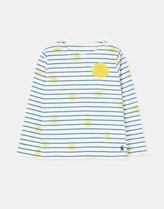Joules Girl's Long Sleeve Relaxed Sun Striped Harbour Jersey Top - Ivory - Picture 1 of 4