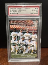 1991 Mother’s Cookies #28 A’s Checklist List  Reggie Jackson Psa 10