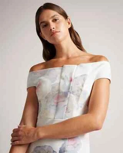 Ted Baker London Lovez Blumendruck Bardot-Kleid Gr. 6 TB $ 335 *1021  - Bild 1 von 5