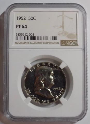 1952 50c Franklin Proof Half Dollar NGC PF 64 Cover