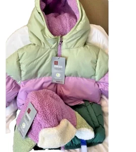 Swiss Tech Performance Puffer Sherpa Lining Coat AND Trapper Hat Girl's 4T NEW - Picture 1 of 8