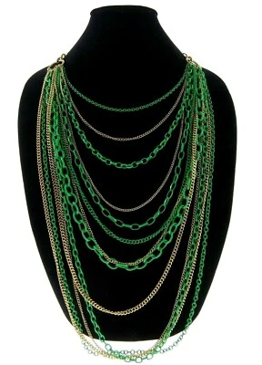 Collar de eslabones de cadena verde Robert Rose 42-45" multicolor dorado Foto 1 de 3