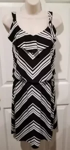 Abito donna White House Black Market fantasia bianco e nero senza maniche taglia M - Foto 1 di 11
