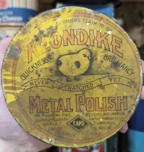 RARE 1900's VINTAGE CAPO KLONDIKE METAL POLISH CANADIAN POLISHES LTD OIL CAN TIN - Picture 1 of 6