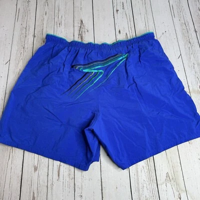 Bañador Speedo vintage de los 90 para hombre grande de nailon con logotipo en el trasero pantalones cortos azul neón Foto 1 de 4