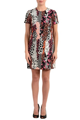 Abito Versace donna in seta maniche corte jacquard guaina US 4 IT 40